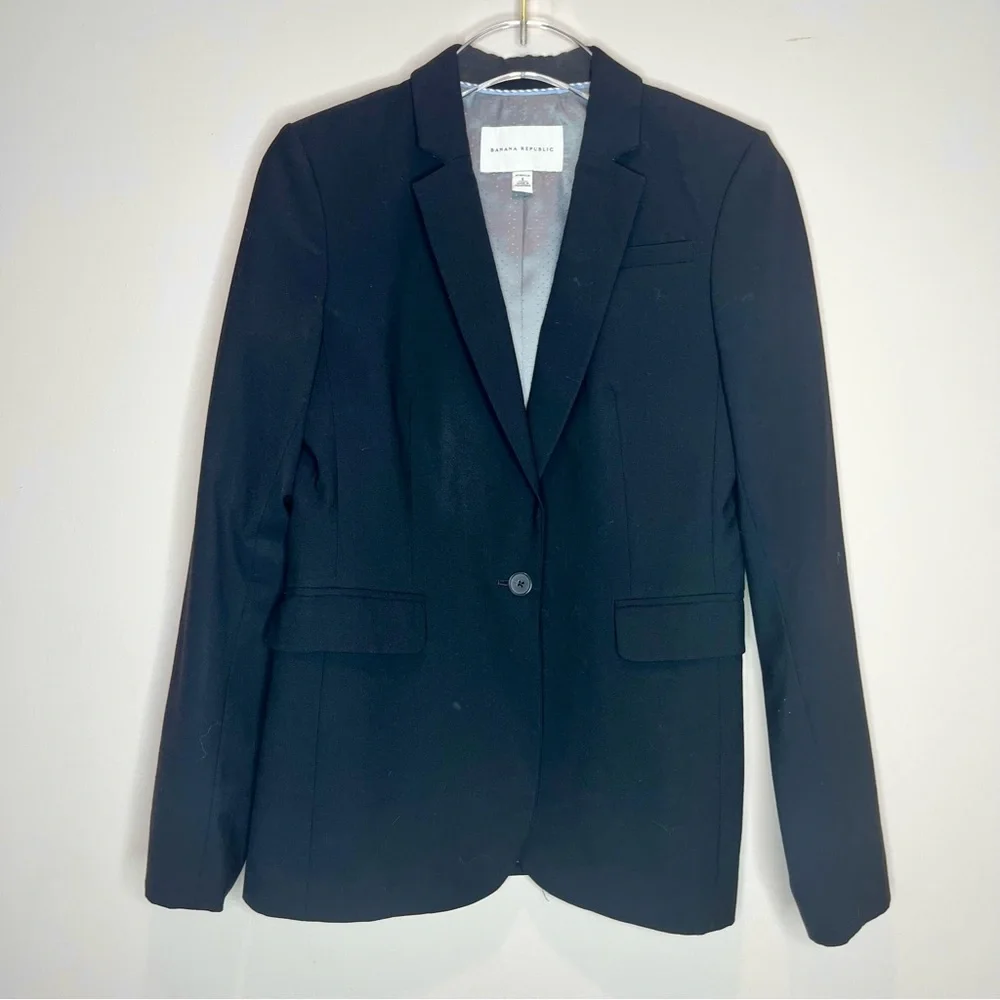 Banana Republic Classic Black Women's Stretch Button Front Blazer Size 6